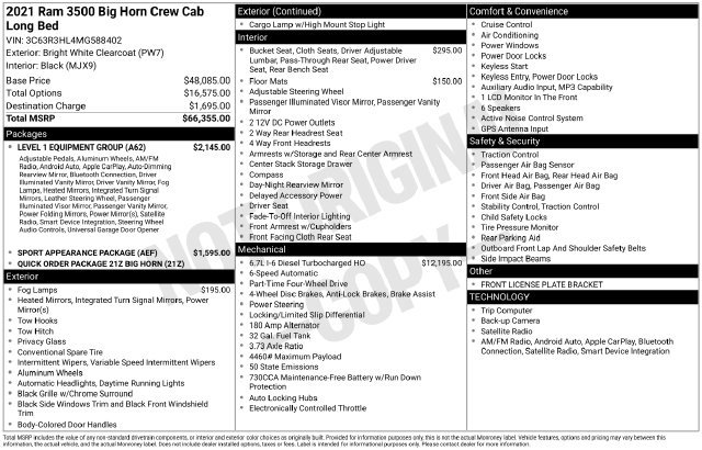 Used 2021 RAM 3500 Big Horn w/ Level 1 Equipment Group AWD/4WD image 48