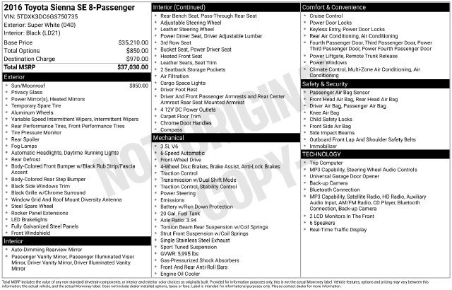 Used 2016 Toyota Sienna SE FWD image 4