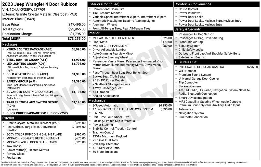 Used 2023 Jeep Wrangler Unlimited Rubicon w/ Xtreme 35 Tire Package AWD/4WD image 6