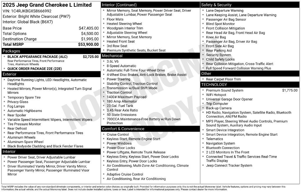 Certified 2025 Jeep Grand Cherokee L Limited w/ Black Appearance Package AWD/4WD image 9