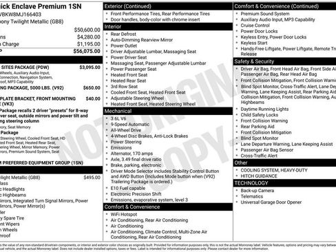 Used 2021 Buick Enclave Premium w/ Sun and Sites Package AWD/4WD image 7