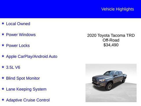 Used 2020 Toyota Tacoma TRD Off-Road AWD/4WD image 2
