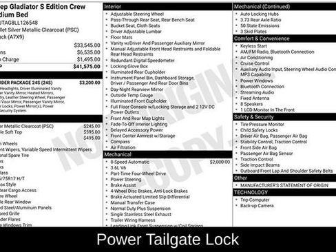 Used 2020 Jeep Gladiator Sport w/ Quick Order Package 24S AWD/4WD image 16