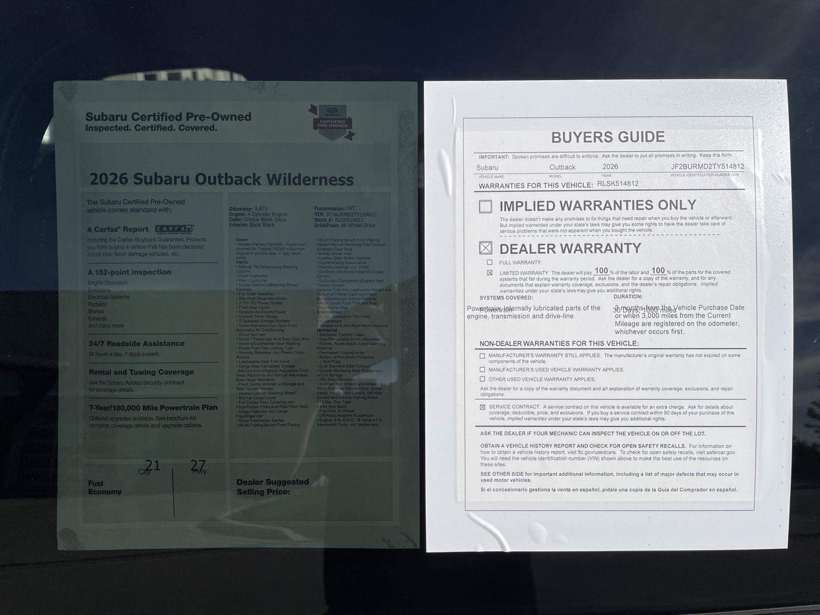 Certified 2026 Subaru Outback Wilderness AWD/4WD image 32