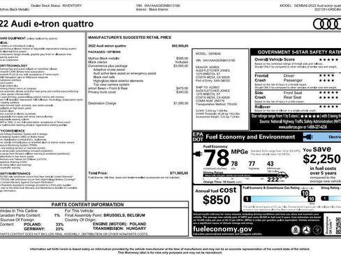 Used 2022 Audi e-tron Premium w/ Convenience Plus Package image 11