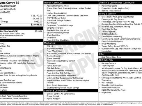 Used 2020 Toyota Camry SE w/ Convenience Package FWD image 2