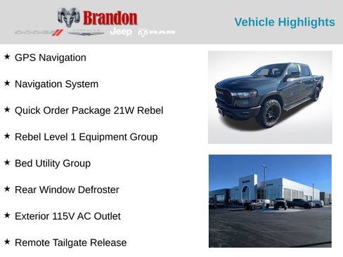 Used 2026 RAM 1500 Rebel w/ Bed Utility Group AWD/4WD image 2