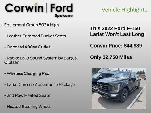 Used 2022 Ford F150 Lariat w/ Equipment Group 502A High AWD/4WD image 6