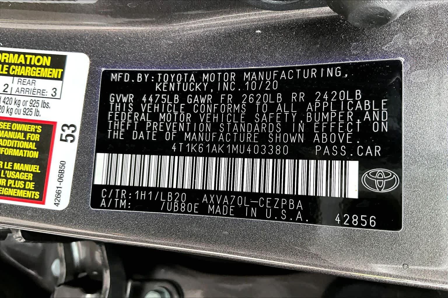 Used 2021 Toyota Camry XSE FWD image 37