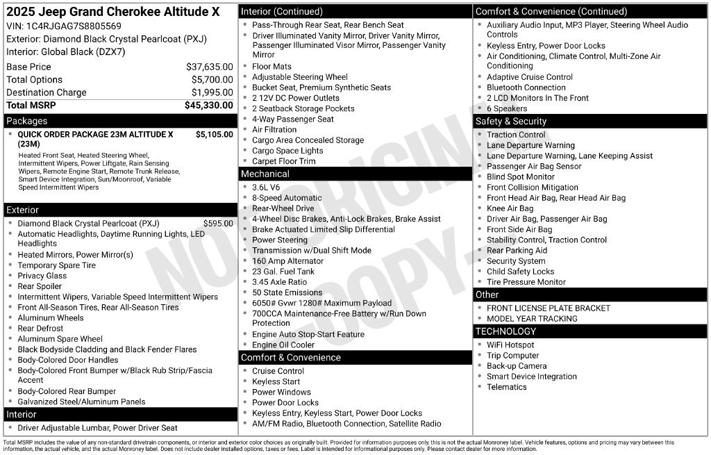 New 2025 Jeep Grand Cherokee Altitude RWD image 21