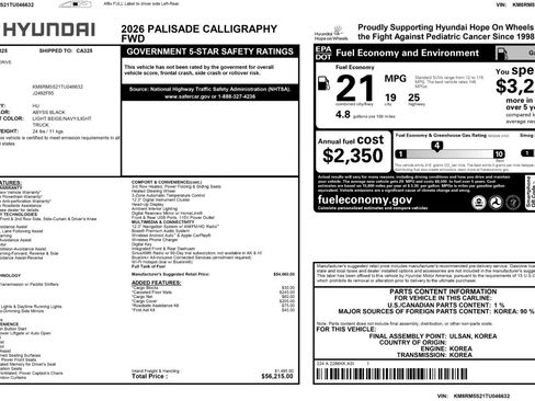 Used 2026 Hyundai Palisade Calligraphy FWD image 61