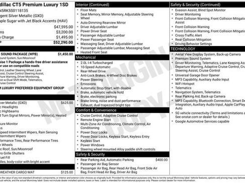 Certified 2025 Cadillac CT5 Premium Luxury w/ Sun And Sound Package RWD image 35