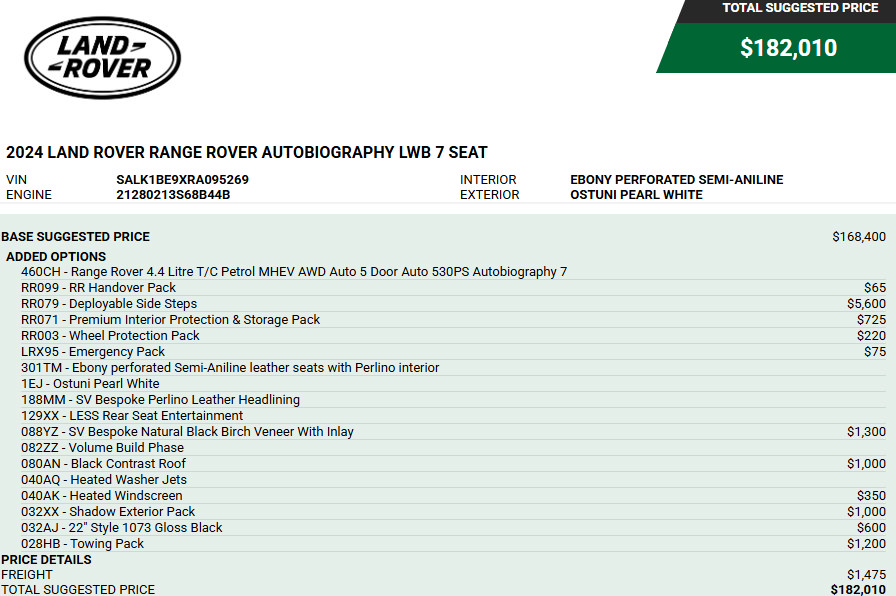 Used 2024 Land Rover Range Rover Long Wheelbase Autobiography AWD/4WD image 3