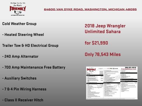 Used 2018 Jeep Wrangler Unlimited Sahara w/ Cold Weather Group AWD/4WD image 4