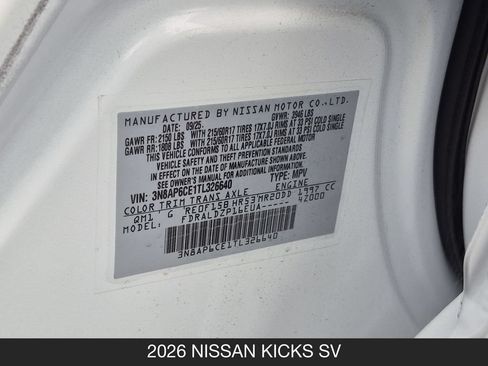 Certified 2026 Nissan Kicks SV FWD image 26