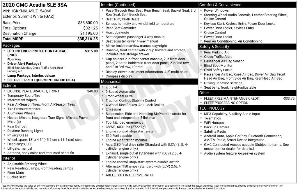 Used 2020 GMC Acadia SLE FWD image 3