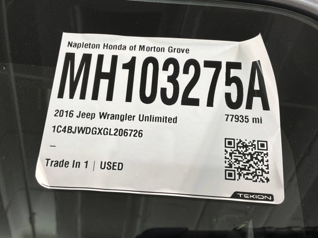 Used 2016 Jeep Wrangler Unlimited Sport w/ Quick Order Package 24S AWD/4WD image 30