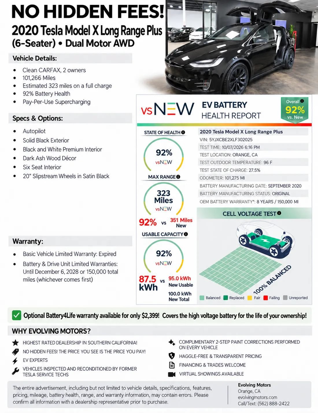 Used 2020 Tesla Model X Long Range AWD/4WD image 2