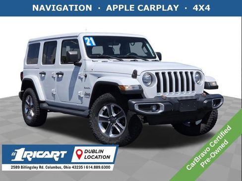 Used 2021 Jeep Wrangler Unlimited Sahara w/ Uconnect 4C Nav & Sound Group AWD/4WD image 1