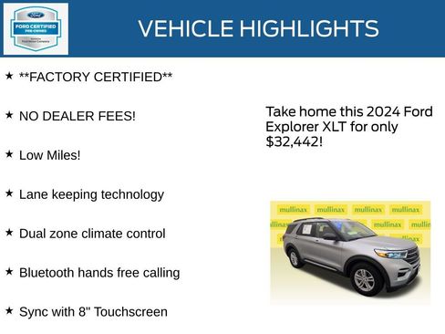 Certified 2024 Ford Explorer XLT w/ Equipment Group 202A RWD image 11