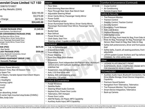 Used 2016 Chevrolet Cruze LT w/ Sun And Sound Package image 37