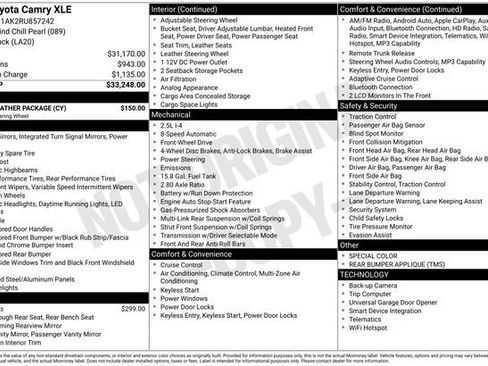 Used 2024 Toyota Camry XLE w/ Cold Weather Package FWD image 30