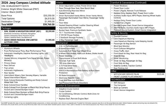 New 2026 Jeep Compass Limited w/ Sun, Sound & Navigation Group AWD/4WD image 34