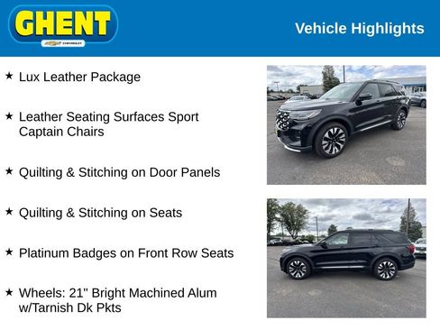 Used 2025 Ford Explorer Platinum w/ LUX Leather Package AWD/4WD image 2