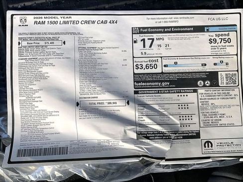 New 2026 RAM 1500 Limited AWD/4WD image 16