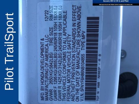 Certified 2022 Honda Pilot TrailSport image 16