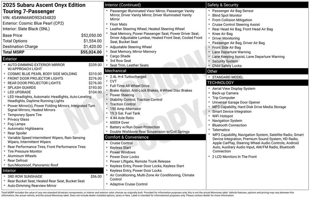 Certified 2025 Subaru Ascent Bronze Edition AWD/4WD image 26