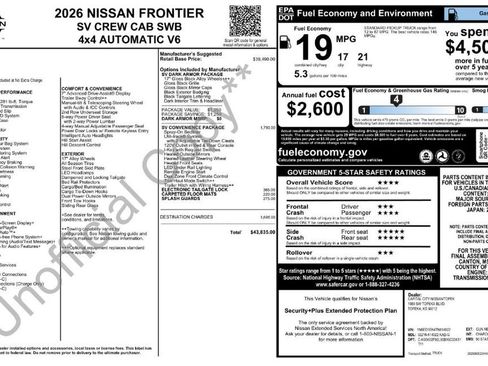 New 2026 Nissan Frontier SV w/ SV Convenience Package image 32
