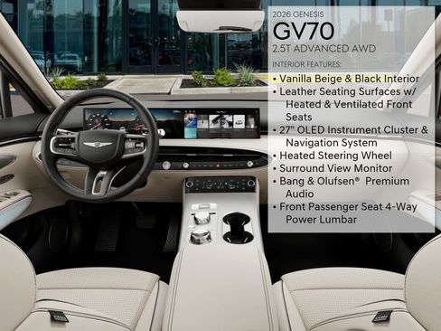 New 2026 Genesis GV70 2.5T Advanced w/ G1 Accessory Package AWD/4WD image 17