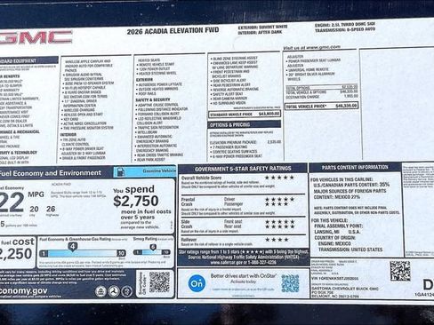 New 2026 GMC Acadia Elevation w/ Elevation Premium Package FWD image 15