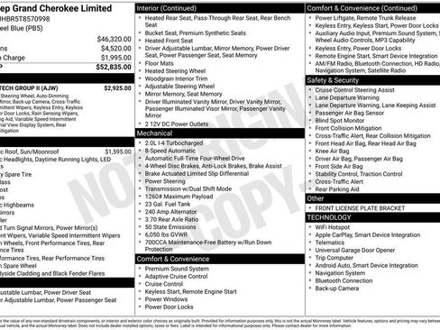New 2026 Jeep Grand Cherokee Limited w/ Luxury Tech Group II AWD/4WD image 48