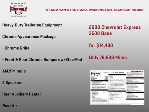 Used 2008 Chevrolet Express 3500 Passenger w/ LT Preferred Equipment Group RWD image 3