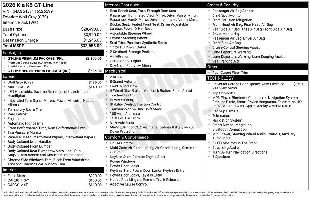 New 2026 Kia K5 GT-Line w/ GT-Line Premium Package FWD image 27
