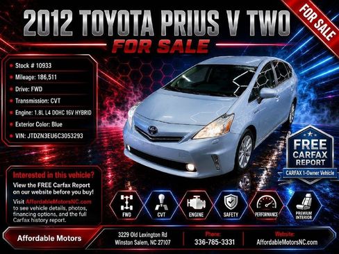 Used 2012 Toyota Prius V Two FWD image 1