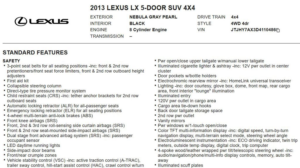 Used 2013 Lexus LX 570 4WD w/ Luxury Pkg image 18