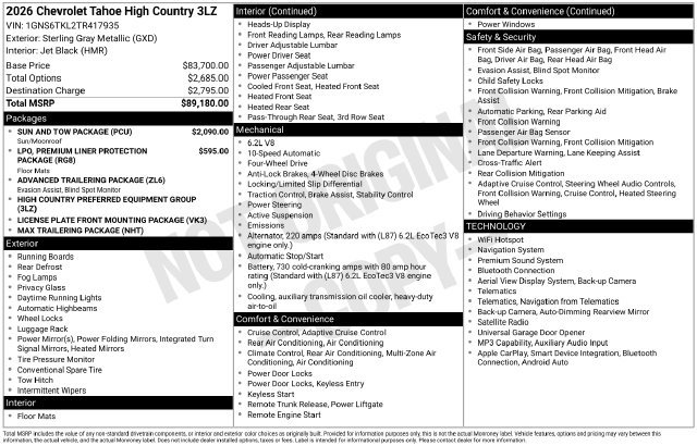 New 2026 Chevrolet Tahoe High Country w/ Sun And Tow Package AWD/4WD image 42