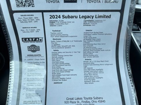 Certified 2024 Subaru Legacy Limited AWD/4WD image 27