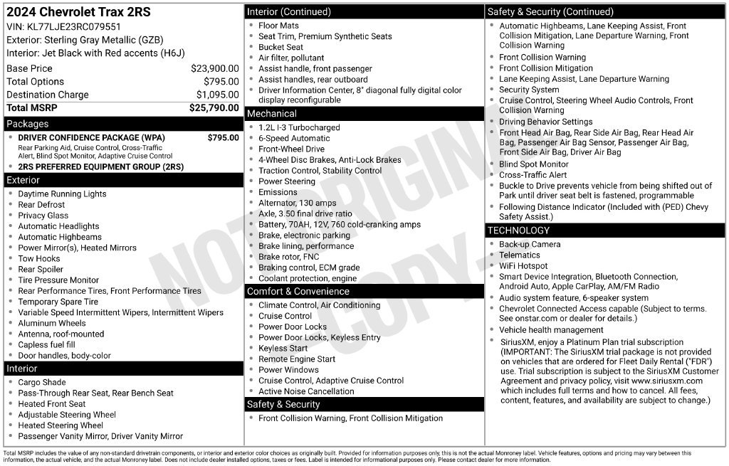 Certified 2024 Chevrolet Trax RS w/ Driver Confidence Package FWD image 6