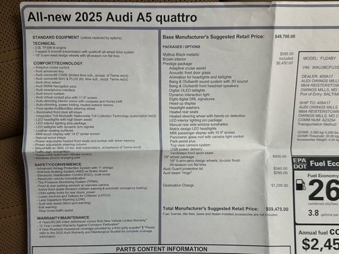 Used 2025 Audi A5 2.0T Prestige AWD/4WD image 42