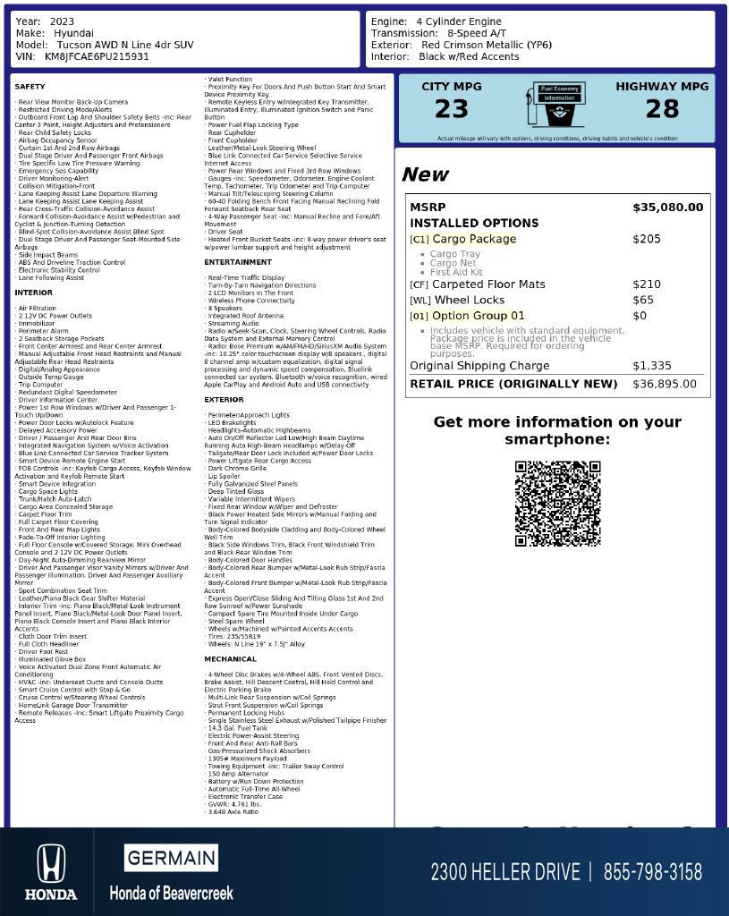 Used 2023 Hyundai Tucson N Line w/ Cargo Package AWD/4WD image 31