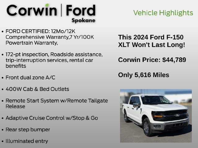 Certified 2024 Ford F150 XLT w/ Equipment Group 302A MID AWD/4WD image 7