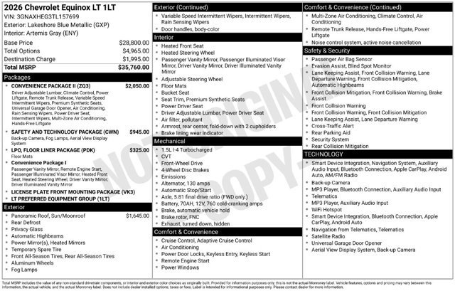 Used 2026 Chevrolet Equinox LT w/ Convenience Package II FWD image 32