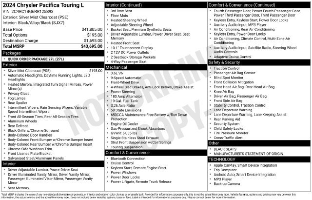 Used 2024 Chrysler Pacifica Touring-L FWD image 36