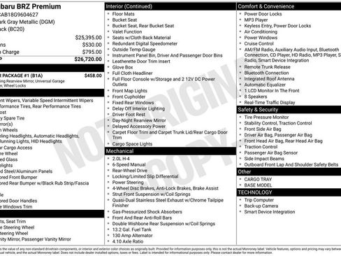 Used 2016 Subaru BRZ Premium w/ Popular Package #1 image 2