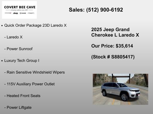 New 2025 Jeep Grand Cherokee L Laredo w/ Luxury Tech Group I RWD image 6