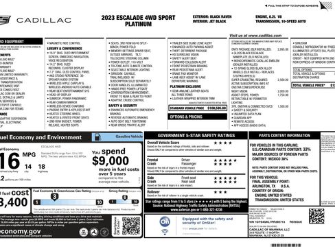 Used 2023 Cadillac Escalade Sport Platinum w/ LPO, ONYX Package AWD/4WD image 4